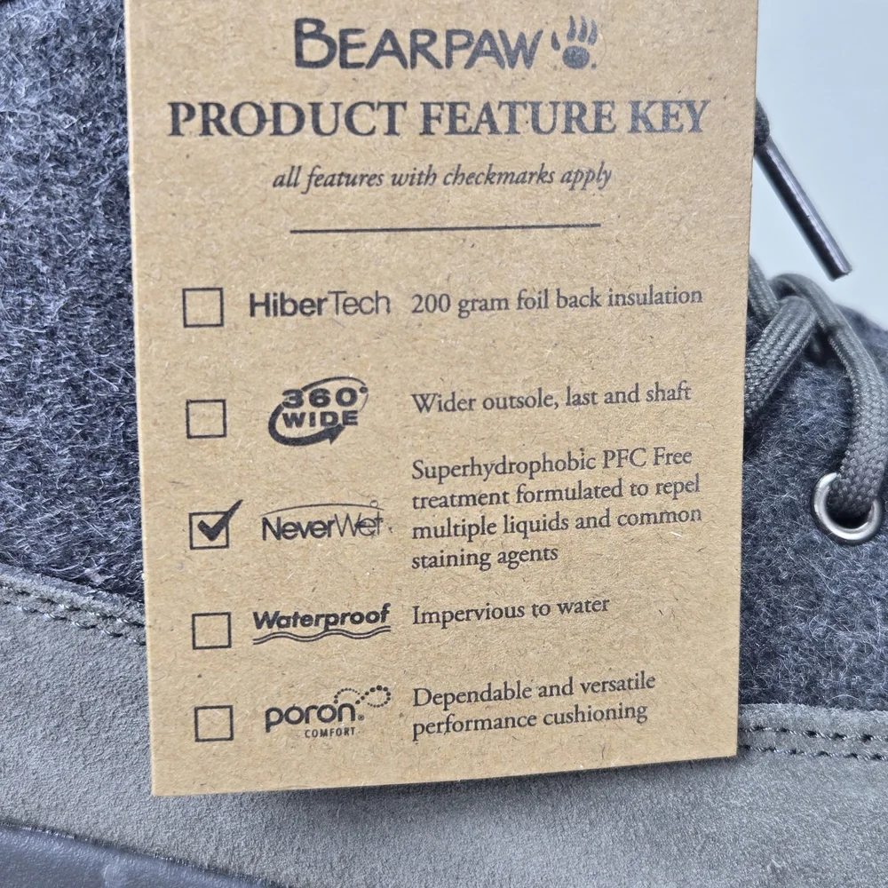 BearPaw Cheryl Charcoal Gray Lace-Up Boots with Fur Trim Women's Size 10
